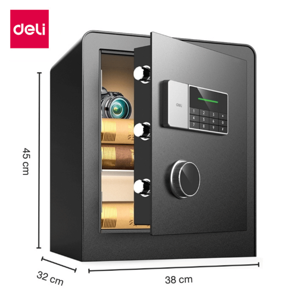 ตู้เซฟนิรภัย 16กก. DELI ET551-BK-01 ปลดล็อคด้วยรหัส 32X38X45ซม. สีดำ_4